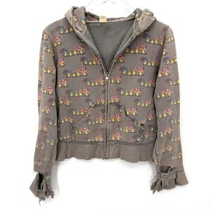 Loyal‎ Army Y2K Thrashed Mushroom Hoodie Zip Up Size M Grunge Emo Mall Goth